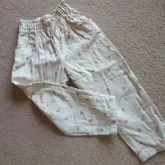 クリーム色 ピンク花柄 ボトムス 110