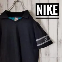 ナイキNIKE　古着半袖ポロシャツ黒L　ゲームシャツ