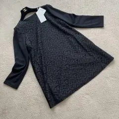 タグ付き　CORDIER 長袖　ワンピース　チュニック　花柄　刺繍　ブラック