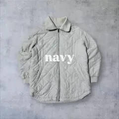 【ふんわりあったか✨】中綿　キルティングジャケット　nAvy L　ホワイト 古着