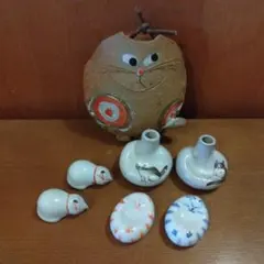 ねこ　壁掛け　花入れ　箸置き　7点セット　焼物　陶芸　花瓶　限定品　匿名配送