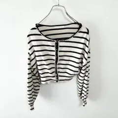 【チコ】アンサンブル カーディガン キャミソール ストライプ M-L KU609