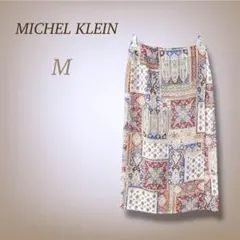 ミッシェルクラン ラップスカート ペイズリー柄 総柄 きれいめ ミモレ丈 シアー