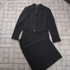 LESMUES レディースブラックスカートスーツ シングルボタン