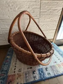 籐 ラタン 曲げ木 大きめ ブラウンバスケットブランケットボックス ラック