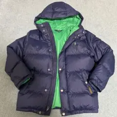 ポロラルフローレンダウンジャケットコートＭサイズ10歳〜12歳ネイビー×グリーン