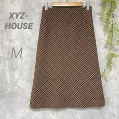 【XYZ-HOUSE】タイトスカート チェック柄 ウールブレンド レトロ M