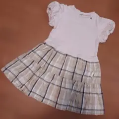 petit main 　プティマイン　ワンピース　チェック　バルーン袖　120