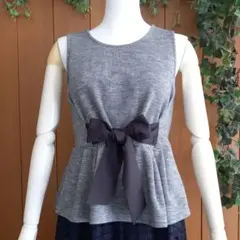 【美品】INGNI（イング）★ウエストリボンタンクトップ★ノースリーブ★グレーのサムネイル