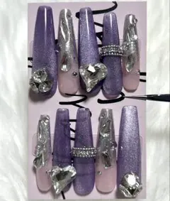 ロングネイルチップ/ギャルネイル/ワンホンネイル/マグネットネイル