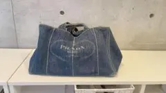 【 PRADA 】プラダ カナパ トートバッグ デニム ブルー
