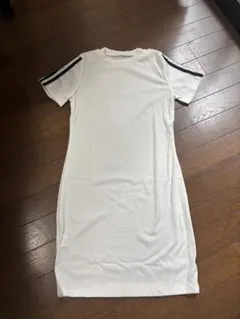 ホワイト 半袖 ミニワンピース ストライプ　キッズ？