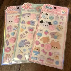 肉球シール　もちプニュー　ぷにぷに　いぬ　ねこ　うさぎ　3枚