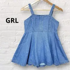 グレイル GRL デニムキャミワンピース M ブルー フレア サロペットワンピ