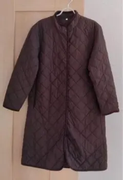 MUJI／婦人／洗える中わたキルティングコート／ダークブラウン／S