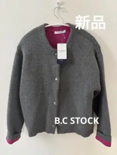 B.C STOCK 2層スムース編みニットブルゾン　新品