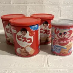 非常食　グリコ ビスコ 保存缶 かにビス 非常　計4缶セット　中身入ってますのサムネイル