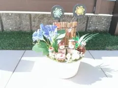 ✾どんぐりアート　夏の風景　リメ缶オブジェ✾　流木　朝顔　風鈴　スイカ　ビール