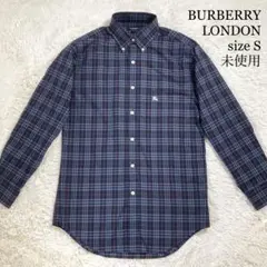未使用 バーバリーロンドン ボタンダウンシャツ 長袖 ノバチェック ホースロゴ