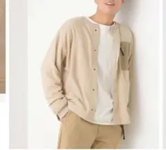 OMNES マイクロフリース カーディガン ベージュ　Ｌ