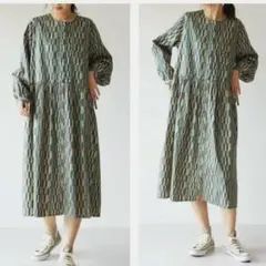 CRAFT STANDARD BOUTIQUE サテン 総柄 ロングワンピース