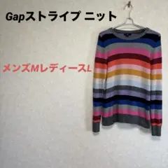 メンズMレディースL Gapカラフルストライプ ニットセーター マルチカラー