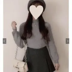 【美品】カシミヤタッチハイネックニットトップス グレー cu233