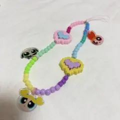 パワーパフガールズ ビーズ スマホ 携帯 ストラップ キーホルダー
