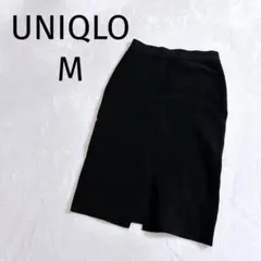 UNIQLO◆リブ編み タイトスカート ウエストゴム スリット M 黒2178