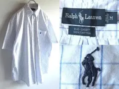 希少 ビンテージ ラルフローレン BIG SHIRT ロゴ刺繍 BDシャツ M