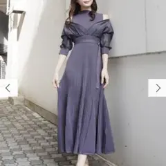 MERCURYDUO 異素材ドッキングフレアニットワンピース