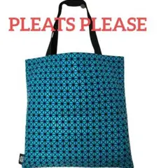 PLEATS PLEASE トートバッグ 幾何学模様 ブルーのサムネイル