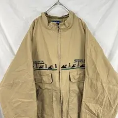 80s 90s USA製 holloway 刺繍 ブルゾン ベージュ