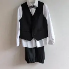 キッズ フォーマルスーツ 黒 ベストセット
