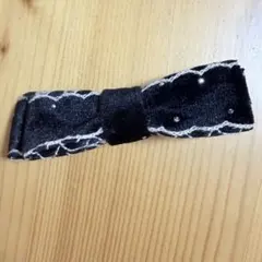 リボン　バレッタ　ブラック