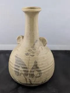 鉄絵 蓮文 花瓶 陶器 徳利形　中国朝鮮古美術　李朝時代　高さ約30cm 鉄絵 蓮文 花瓶 陶器 徳利形 中国朝鮮古美術 李朝時代 高さ約30cm