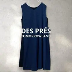 DES PRÉS 変形 レイヤード ノースリーブ ワンピース ネイビー 黒 S