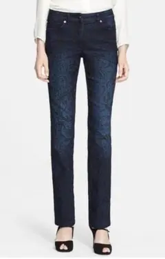 【美品】ESCADA 総柄ストレッチデニムパンツ 36 S ブルーのサムネイル