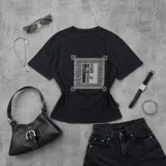 レア柄✨️90s FENDI 黒Tシャツ ロゴT ピンク ラメ Y2Kのサムネイル