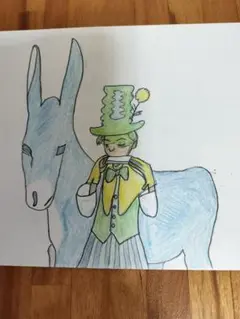 君がハーモニカを吹いてくれたら私は歌を歌うだろう　色鉛筆画