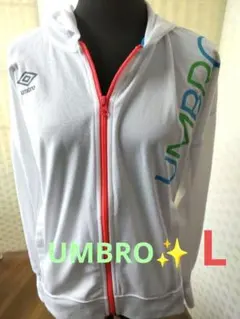 UMBRO【アンブロ】 ホワイト・メッシュジップアップパーカー Ｌサイズ✨️良品のサムネイル