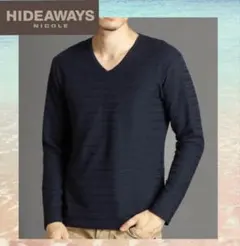 ハイダウェイニコル　タックボーダーVネックカットソー　L