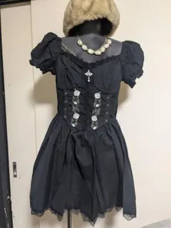 黒いゴスロリドレス フリル付きフェアリーグランジバレエコア新品