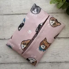 ポケットティッシュケース　普通サイズ　ラミネート　ハンドメイド　ねこ　猫柄