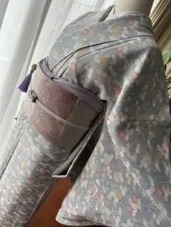 正絹 ちりめん小紋 グレー系 単品