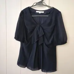 ネイビーシフォン半袖ブラウスのサムネイル