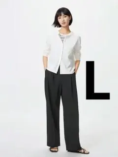 UNIQLO タックワイドパンツ L 丈標準 裾直し無