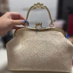 花柄クリーム色パーティーバッグ
