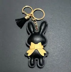 キーホルダー キーリング うさぎ ウサギ ラビット うさぎモチーフ 黒