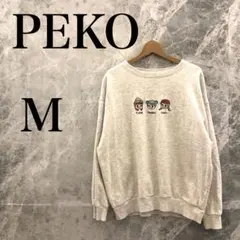 【美品】PEKO トレーナー スウェット M グレー 刺繍付き レディース